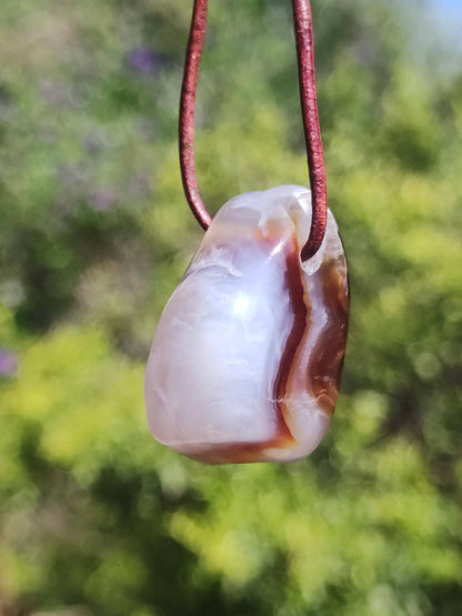Agate de feu Mexique ~ Collier de pierres précieuses HIPPIE GOA Boho Ethnique Pierre de guérison naturelle Cristaux de rareté Bijoux Pendentif Marron Pierre naturelle Cadeau