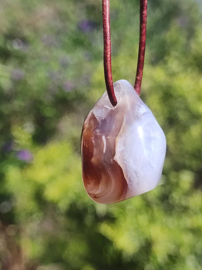 Agate de feu Mexique ~ Collier de pierres précieuses HIPPIE GOA Boho Ethnique Pierre de guérison naturelle Cristaux de rareté Bijoux Pendentif Marron Pierre naturelle Cadeau