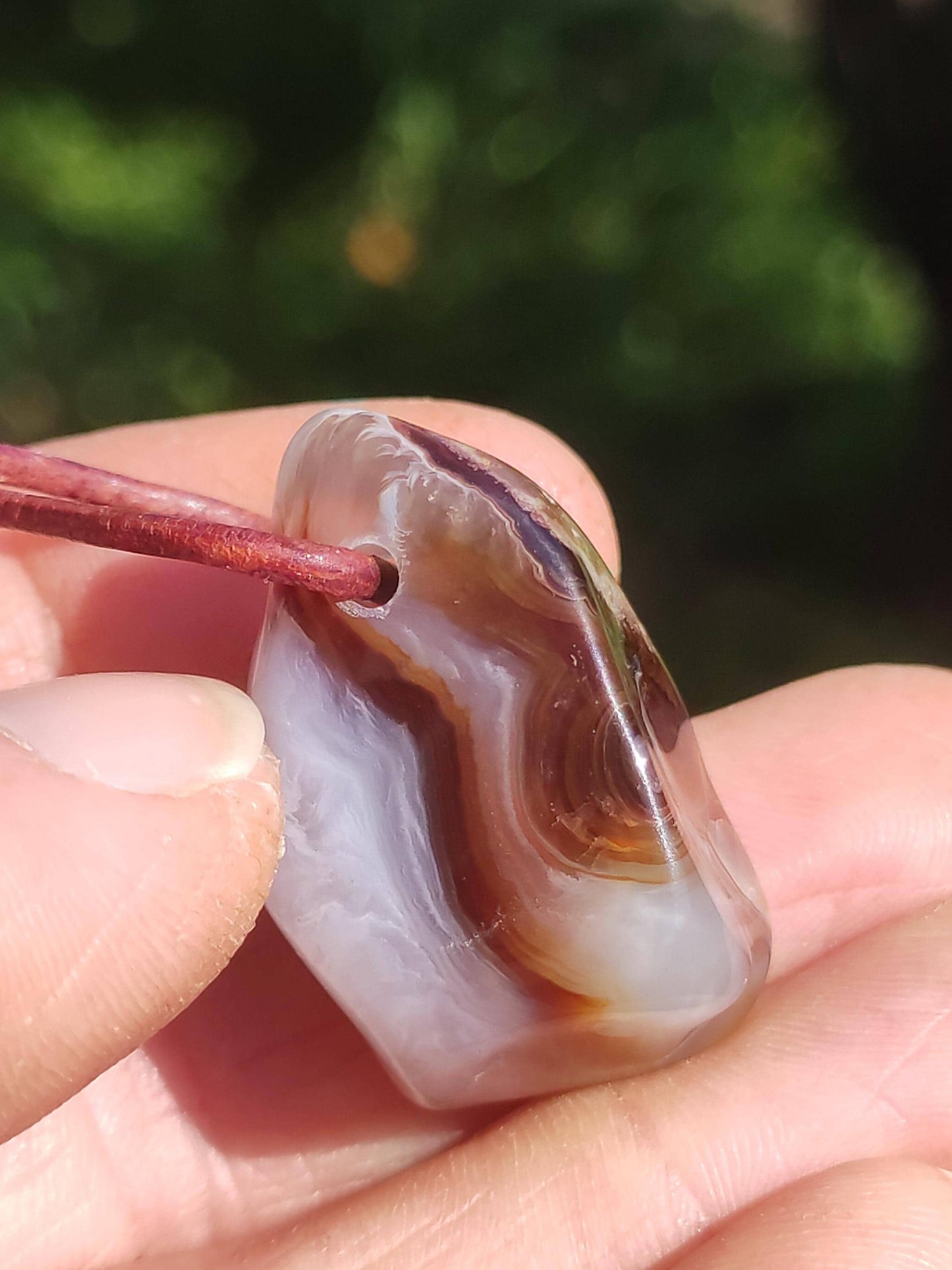 Agate de feu Mexique ~ Collier de pierres précieuses HIPPIE GOA Boho Ethnique Pierre de guérison naturelle Cristaux de rareté Bijoux Pendentif Marron Pierre naturelle Cadeau