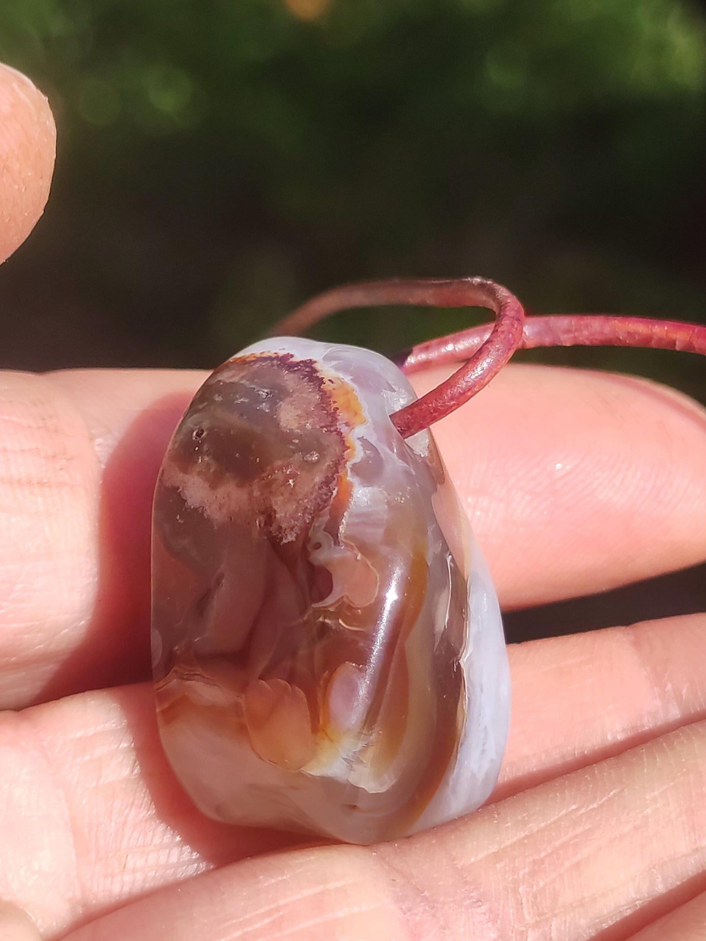 Agate de feu Mexique ~ Collier de pierres précieuses HIPPIE GOA Boho Ethnique Pierre de guérison naturelle Cristaux de rareté Bijoux Pendentif Marron Pierre naturelle Cadeau