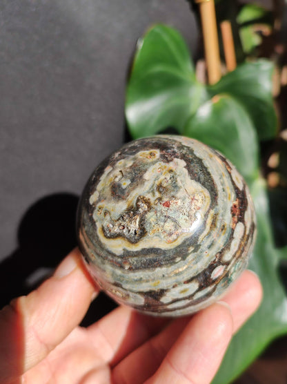 8 veins Ocean Jasper Orbicular green - gemstone ball natural healing stone decoration crystal gift him she man woman house apartment energy rare