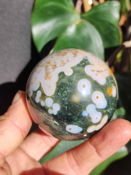 8 Adern Ocean Jaspis Orbicular grün weiß - Edelstein Kugel Natur Heilstein Deko Kristall Geschenk Er Sie Mann Frau Wohnung Energie Selten