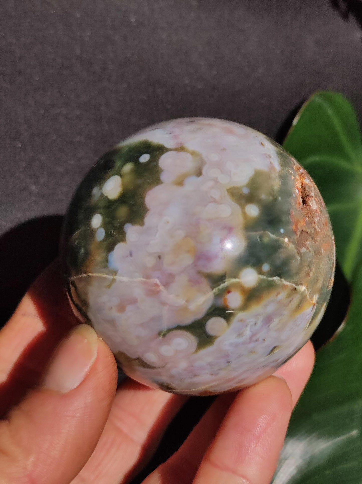 8 billes d'Océan Jaspe Orbiculaires vert blanc - Sphère en pierre précieuse naturelle de guérison pour la décoration, cadeau pour homme femme, appartement, énergie, rare