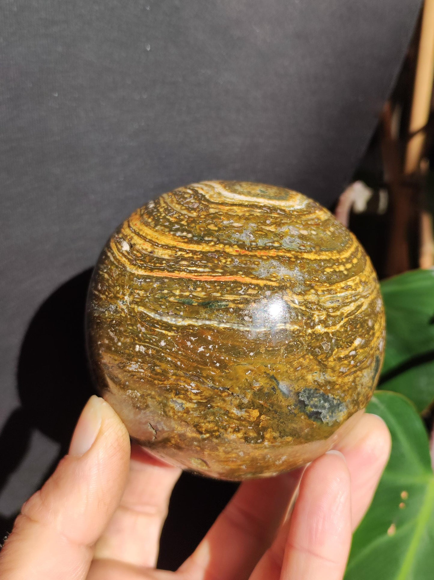 XXL Ocean Jasper brown yellow - Gemstone Sphere Natural Healing Stone Decoration Crystal Gift Him Her Man Woman Home Living Energy Rare
