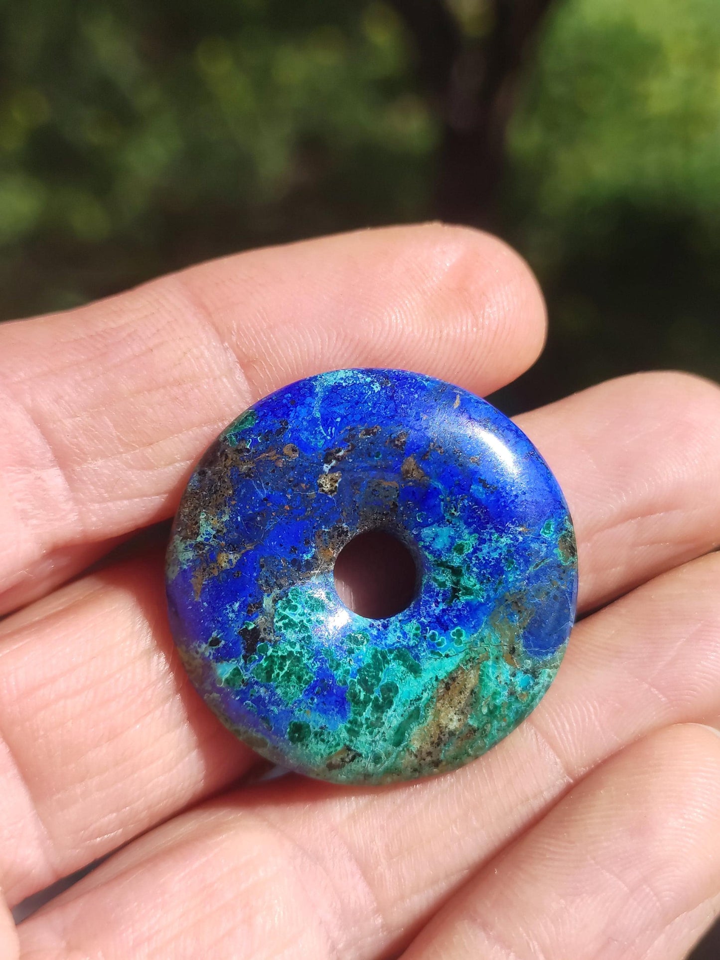 Azurite - malachite - chrysocolle bleu vert ~ collier pierres précieuses HIPPIE GOA Boho Tibet Ethno Nature Donut symbole protecteur pierre de guérison collectionneur homme femme