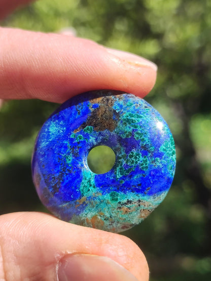 Azurite - malachite - chrysocolle bleu vert ~ collier pierres précieuses HIPPIE GOA Boho Tibet Ethno Nature Donut symbole protecteur pierre de guérison collectionneur homme femme