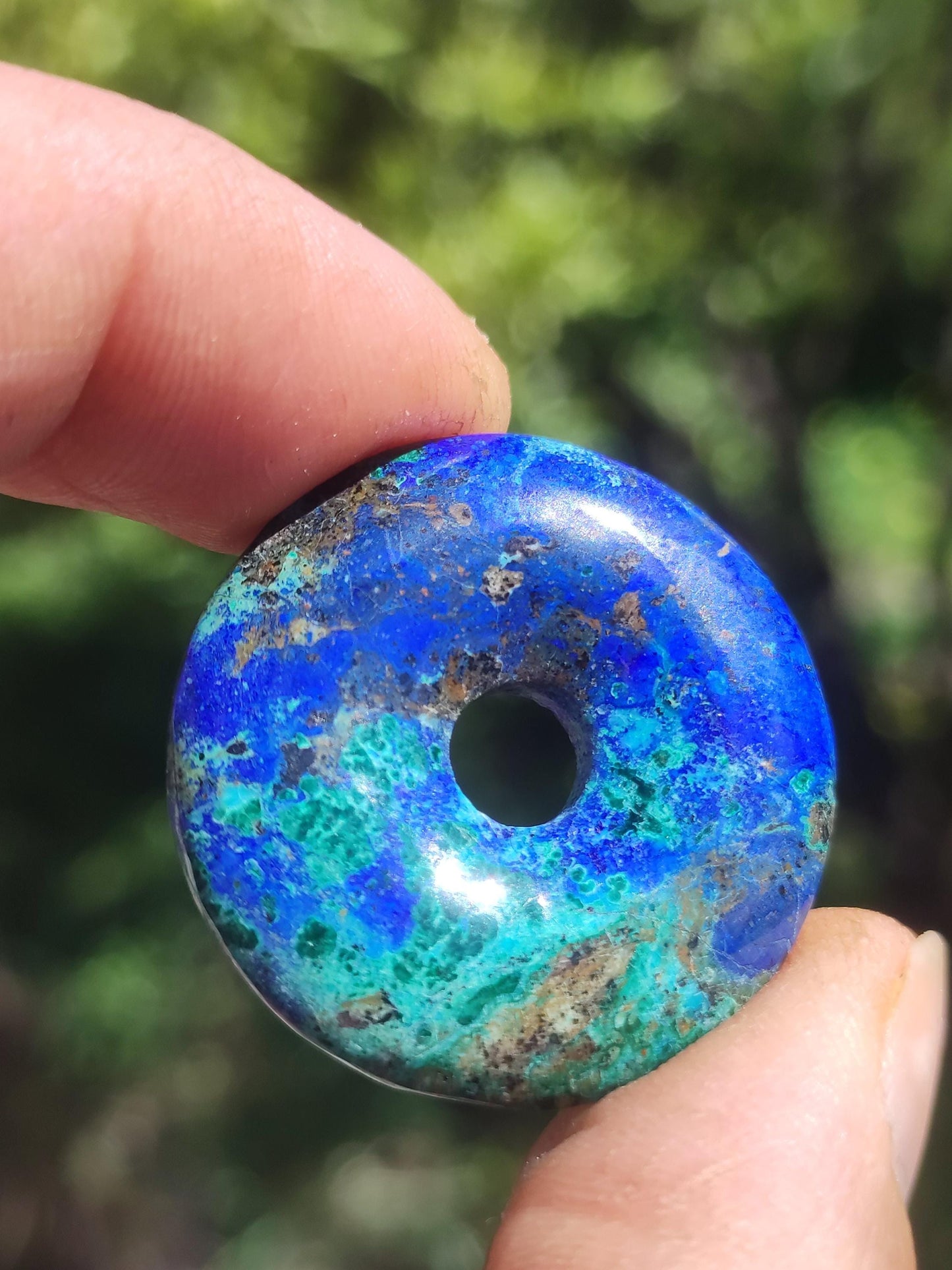 Azurite - malachite - chrysocolle bleu vert ~ collier pierres précieuses HIPPIE GOA Boho Tibet Ethno Nature Donut symbole protecteur pierre de guérison collectionneur homme femme