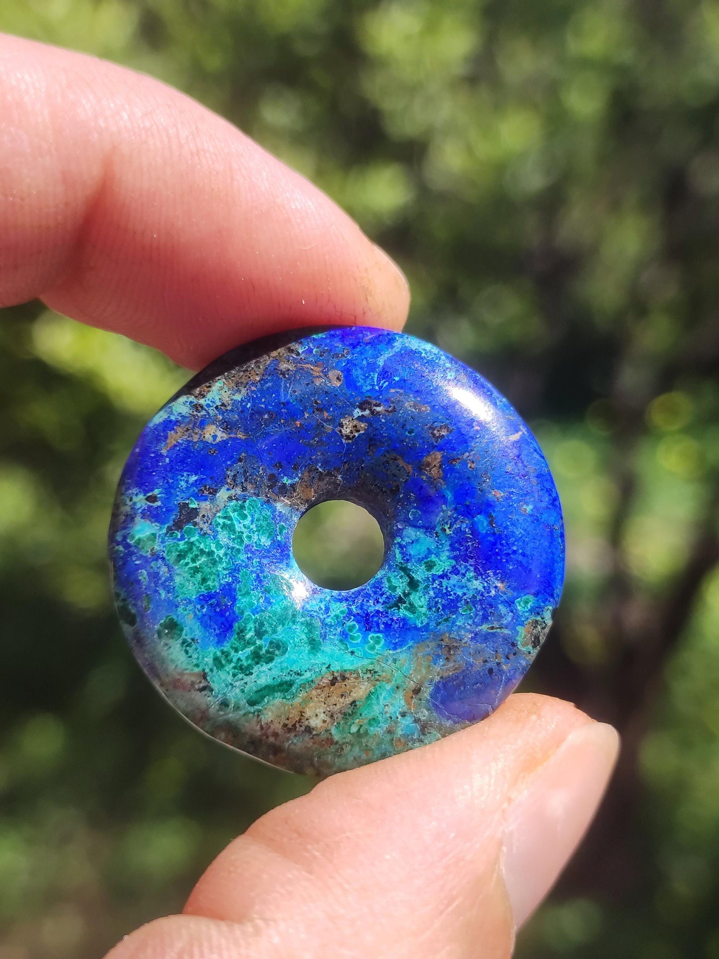 Azurite - malachite - chrysocolle bleu vert ~ collier pierres précieuses HIPPIE GOA Boho Tibet Ethno Nature Donut symbole protecteur pierre de guérison collectionneur homme femme