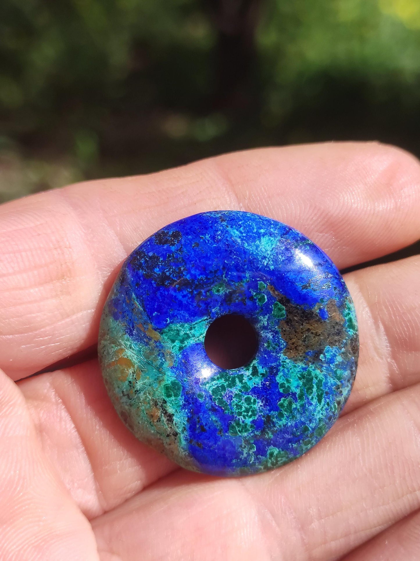 Azurite - malachite - chrysocolle bleu vert ~ collier pierres précieuses HIPPIE GOA Boho Tibet Ethno Nature Donut symbole protecteur pierre de guérison collectionneur homme femme