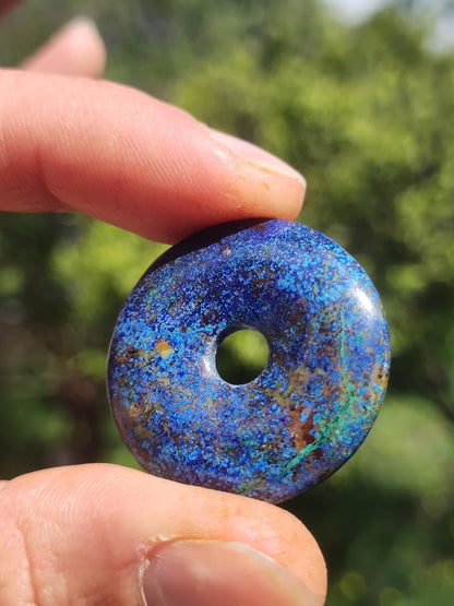 Azurite - malachite - chrysocolle bleu vert ~ collier pierres précieuses HIPPIE GOA Boho Tibet Ethno Nature Donut symbole protecteur pierre de guérison collectionneur homme femme