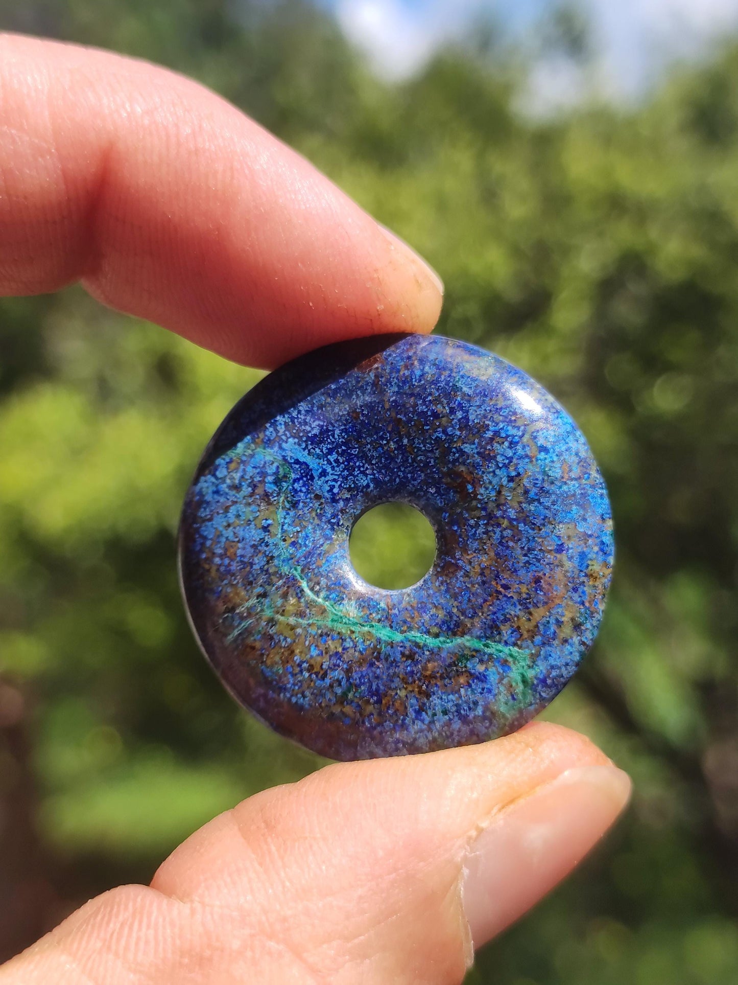 Azurite - malachite - chrysocolle bleu vert ~ collier pierres précieuses HIPPIE GOA Boho Tibet Ethno Nature Donut symbole protecteur pierre de guérison collectionneur homme femme
