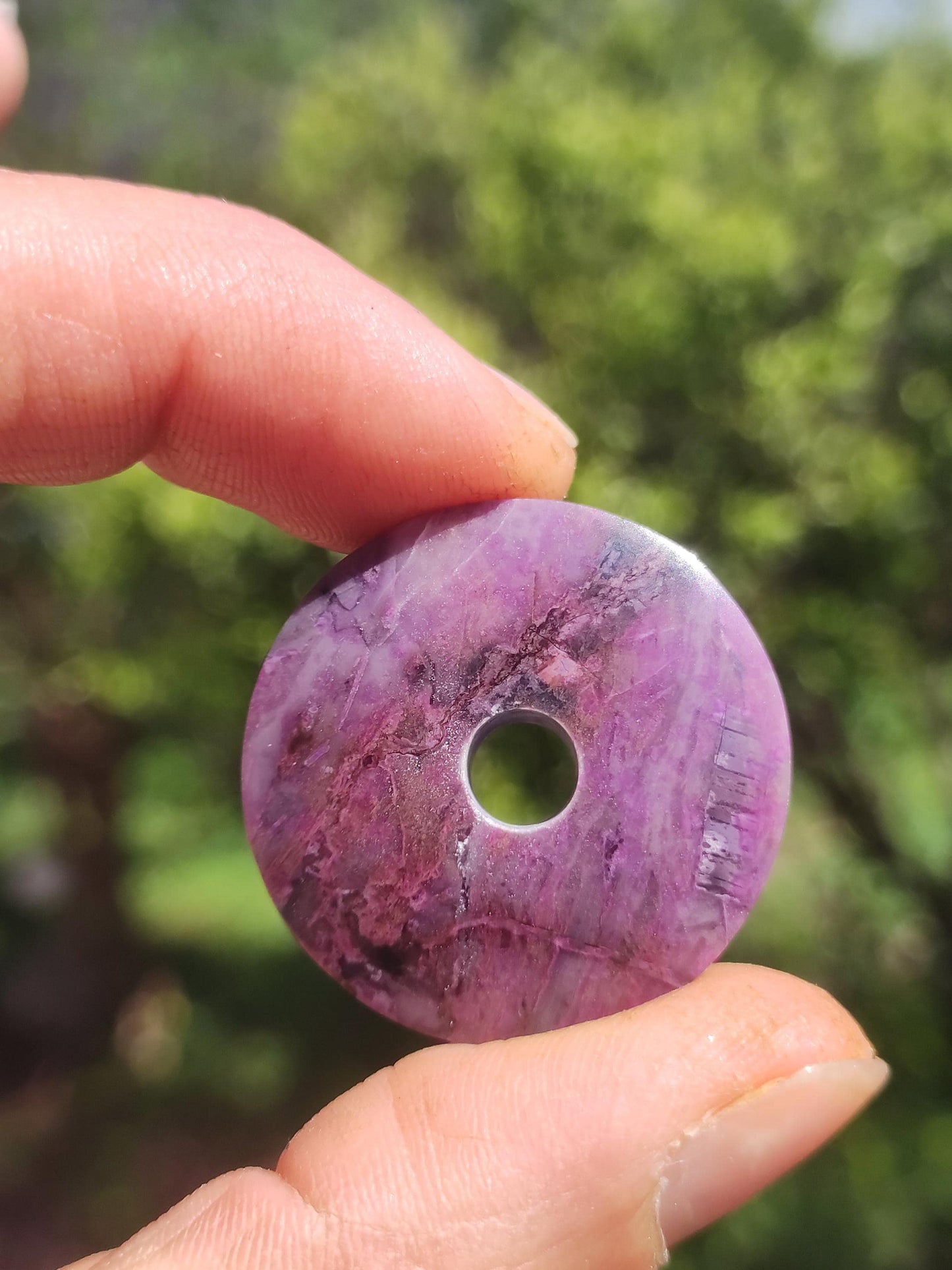 Sugilite protection donut gemstone crystal healing stone rarity rare collector sugilite purple pendant round gift man woman he her friend violet