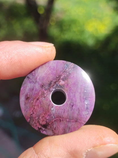 Sugilite protection donut gemstone crystal healing stone rarity rare collector sugilite purple pendant round gift man woman he her friend violet