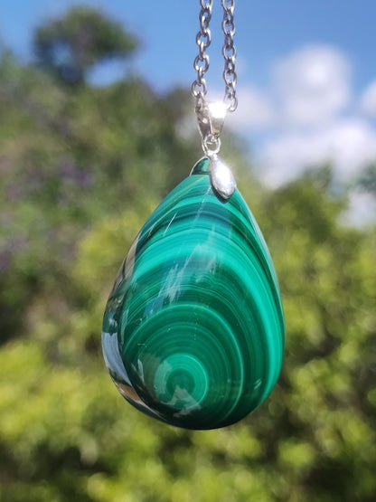 Malachit - 925 Silber Edelstein Kette Heilstein Natur grün Rarität Edel Mann Frau Geschenk Er Sie Freundin Energie Glück Kristall Vintage