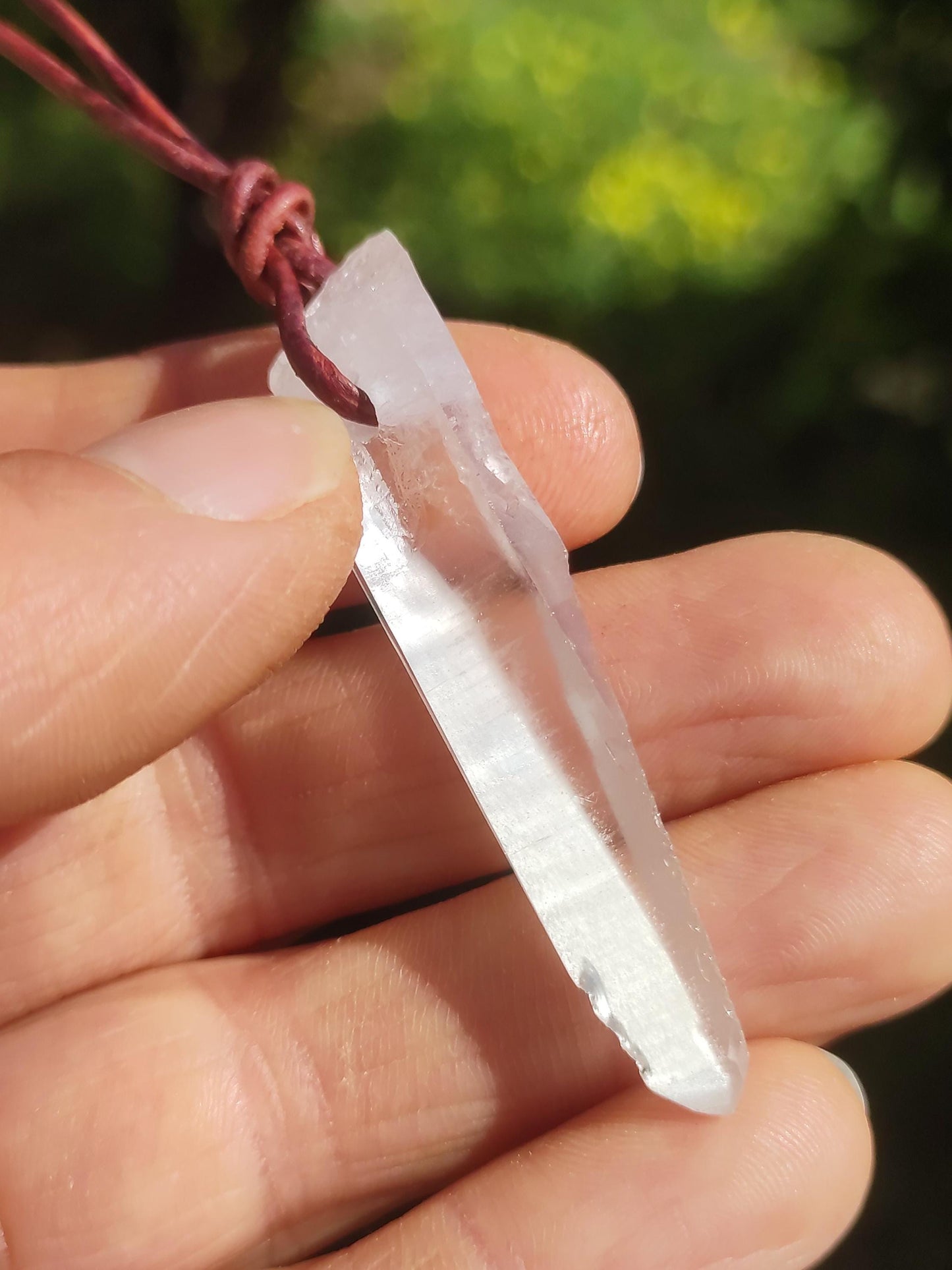 Quartz lémurien ~ Collier de pierres précieuses clair Hippie Goa Boho Tibet Ethnique Pierre de guérison naturelle Pendentif de puissance Homme Femme Cadeau Rareté