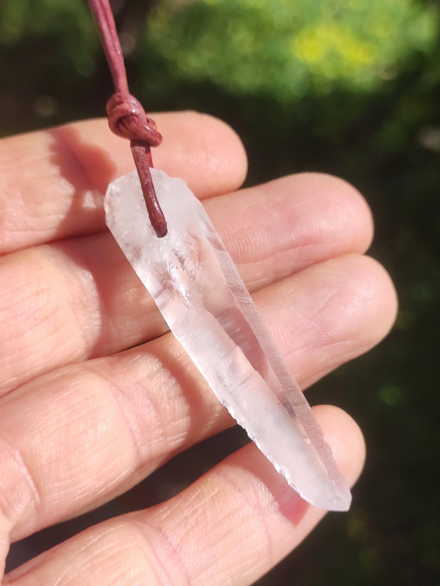Quartz lémurien ~ Collier de pierres précieuses clair Hippie Goa Boho Tibet Ethnique Pierre de guérison naturelle Pendentif de puissance Homme Femme Cadeau Rareté