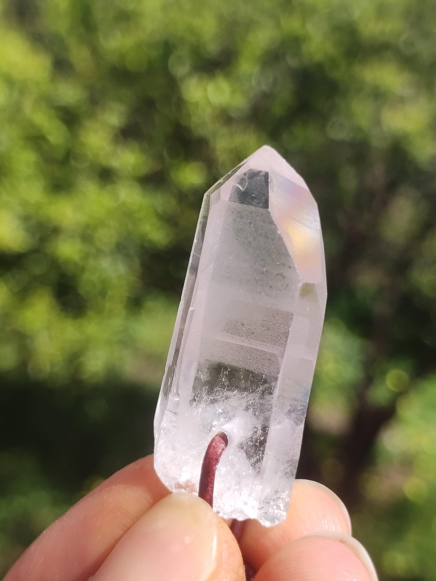 Quartz lémurien ~ Collier de pierres précieuses clair Hippie Goa Boho Tibet Ethnique Pierre de guérison naturelle Pendentif de puissance Homme Femme Cadeau Rareté