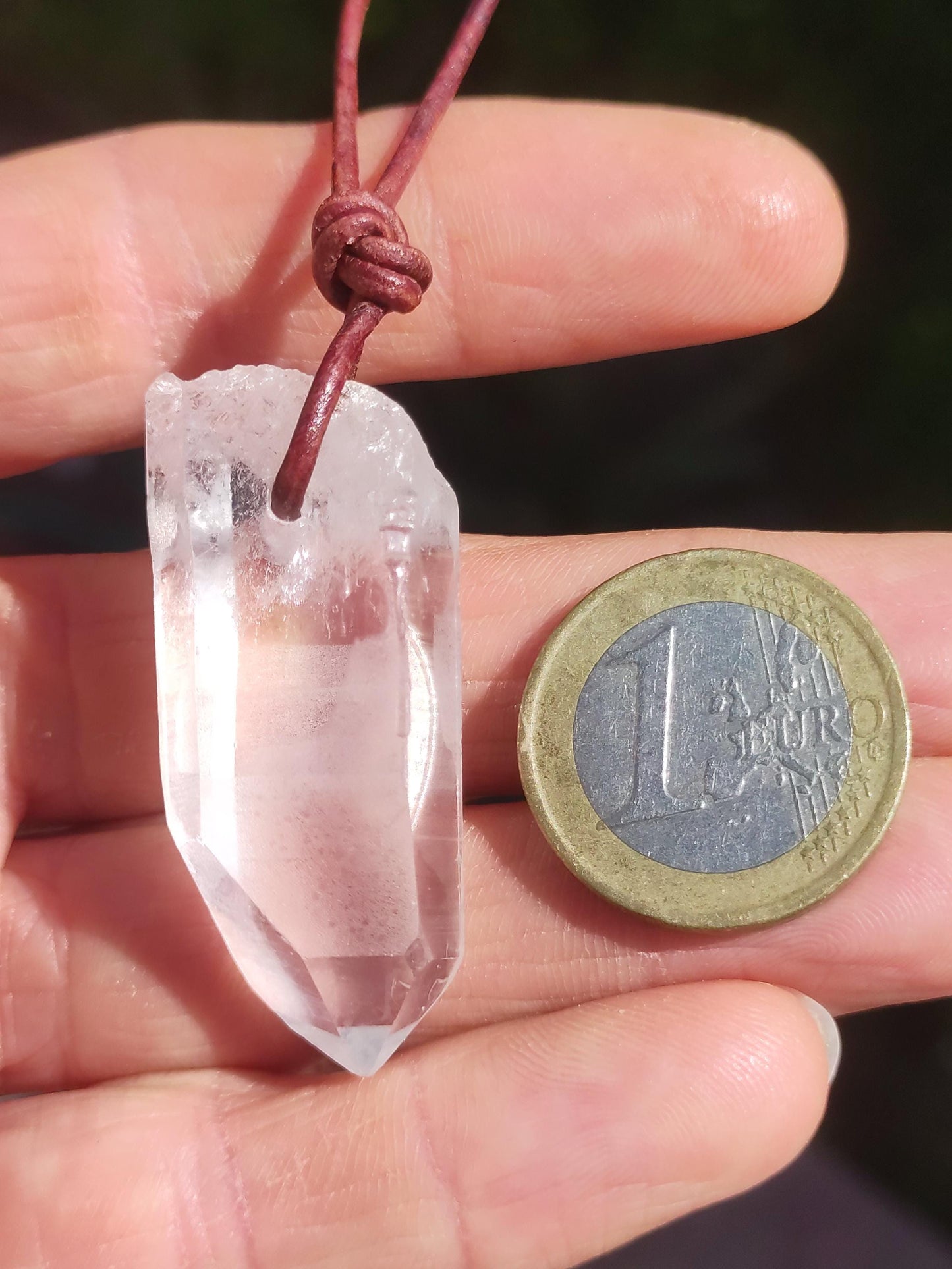 Quartz lémurien ~ Collier de pierres précieuses clair Hippie Goa Boho Tibet Ethnique Pierre de guérison naturelle Pendentif de puissance Homme Femme Cadeau Rareté