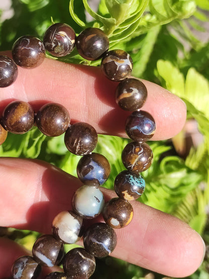 Opale Boulder Australie - Perles de pierres précieuses chaîne 8,5mm méditation chapelet mantra boho pierre de guérison chakra cristal rareté rare