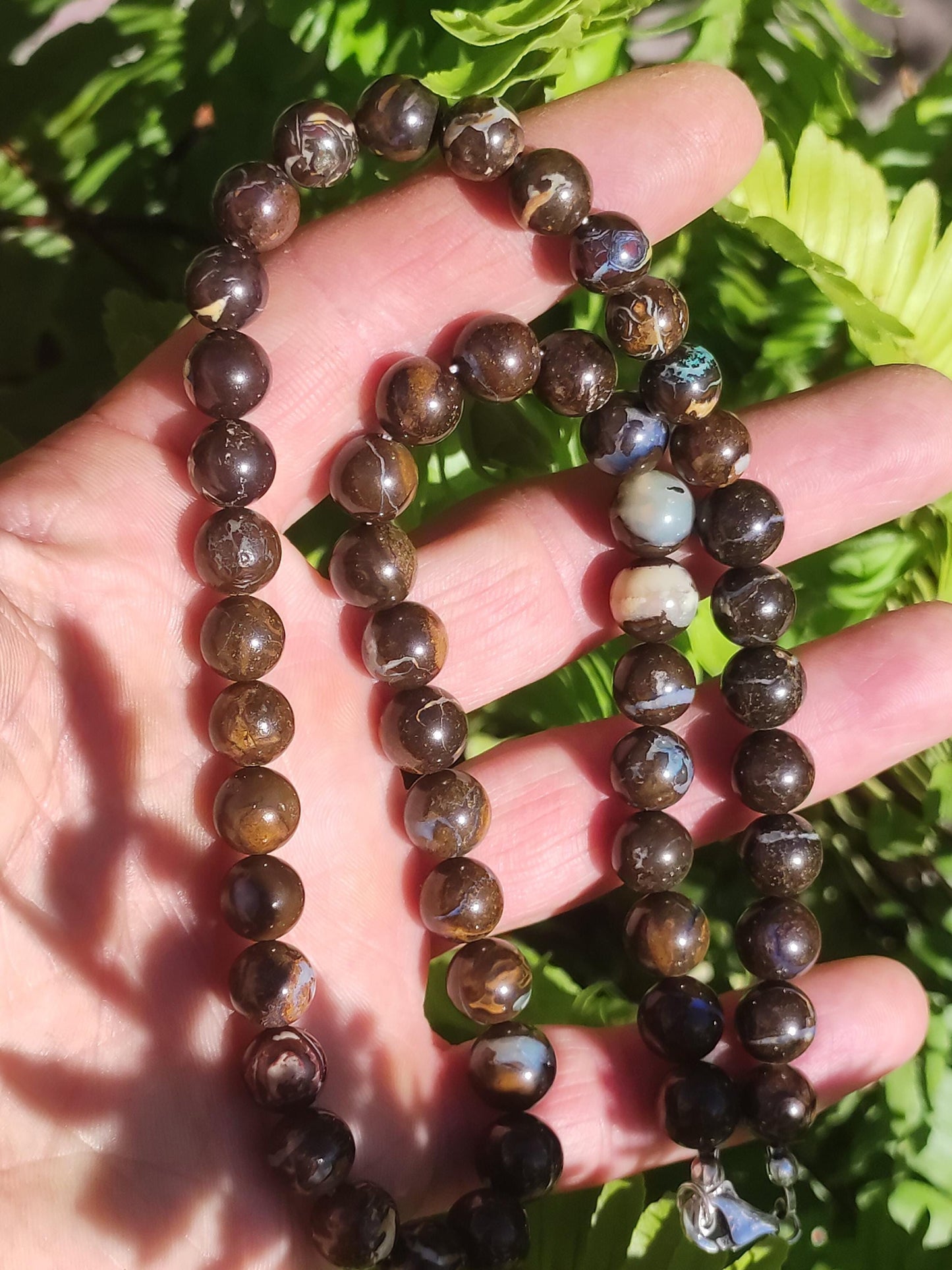 Opale Boulder Australie - Perles de pierres précieuses chaîne 8,5mm méditation chapelet mantra boho pierre de guérison chakra cristal rareté rare