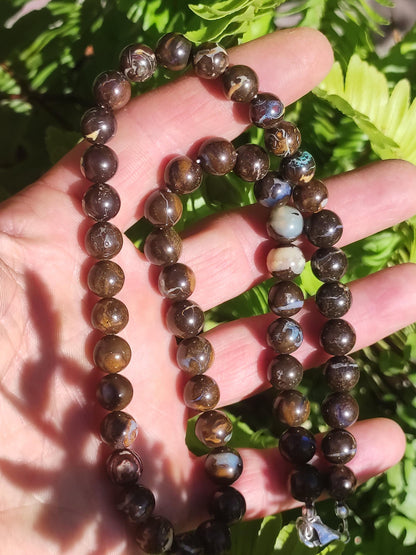 Opale Boulder Australie - Perles de pierres précieuses chaîne 8,5mm méditation chapelet mantra boho pierre de guérison chakra cristal rareté rare