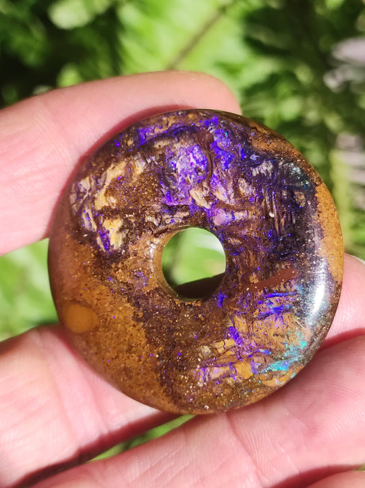 Boulder Opal AAA *Rarität* Sammlerstück Donut Kette Queenland Australien Goa Hippie Boho Schmuck Natürlich Schutzsymbol Heilstein Anhänger