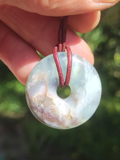 Opale Andine Opale Bleu ~ Collier de pierres précieuses HIPPIE GOA Boho Ethno Nature Donut Protection Symbole Pierre de guérison Chakra Collecteur Minéral Rareté Homme Femme