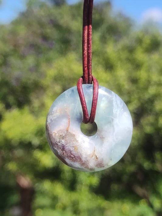 Opal Andenopal blau ~ Edelstein Kette HIPPIE GOA Boho Ethno Nature Donut Schutzsymbol Heilstein Chakra Sammler Mineral Rarität Mann Frau