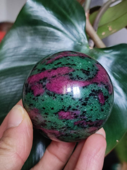 Ruby &amp; Zoisite green red - Gemstone Ball Decoration Sphere Collector Mineral Grade Healing Stone Living Nature Quality Rare Rarity Gift Man Woman