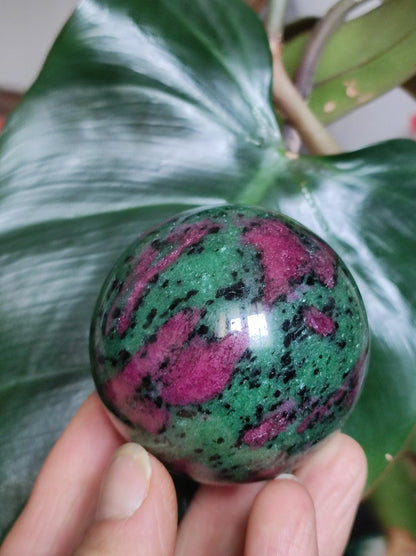 Ruby &amp; Zoisite green red - Gemstone Ball Decoration Sphere Collector Mineral Grade Healing Stone Living Nature Quality Rare Rarity Gift Man Woman