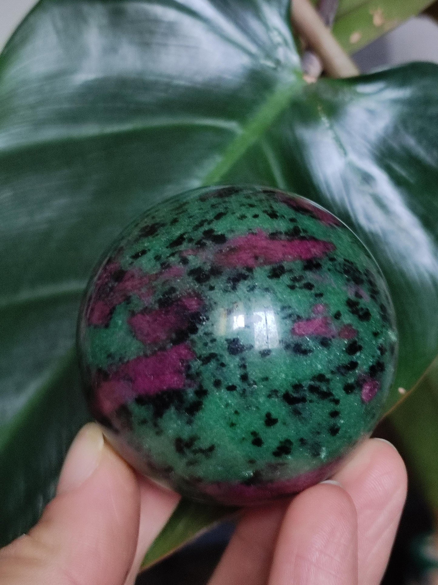 Ruby &amp; Zoisite green red - Gemstone Ball Decoration Sphere Collector Mineral Grade Healing Stone Living Nature Quality Rare Rarity Gift Man Woman