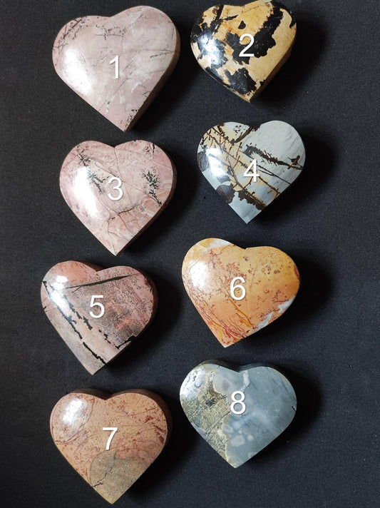 Jaspe Paysage ~ Cœur magique en pierres précieuses, collectionneur, décoration en cristal, maison, énergie, chakra, pierre de guérison, cadeau pour petite amie, petit ami, elle, lui, femme, homme