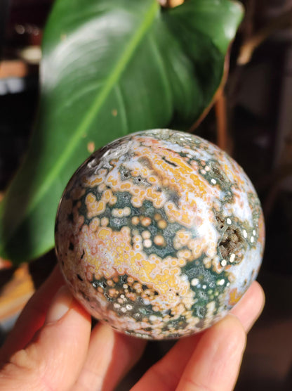 XL 8 brins Jaspe océan orbiculaire multicolore - Sphère de pierre précieuse Pierre de guérison naturelle Décoration Cristal Cadeau Lui Elle Homme Femme Maison Appartement Énergie Rare
