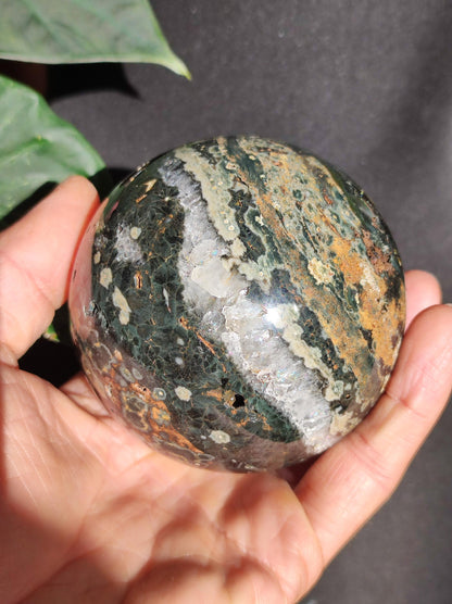 XXL 8 fils Jaspe océanique oriculaire vert pierre précieuse sphère pierre de guérison naturelle décoration cristal cadeau lui elle homme femme maison appartement énergie rare
