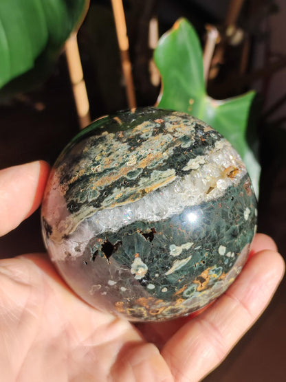 XXL 8 fils Jaspe océanique oriculaire vert pierre précieuse sphère pierre de guérison naturelle décoration cristal cadeau lui elle homme femme maison appartement énergie rare