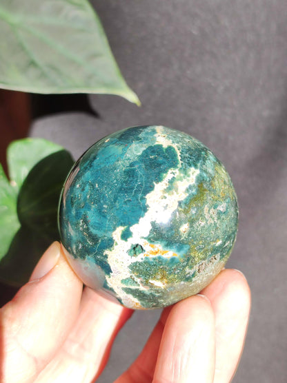Jaspe Océan bleu ~ Boule de massage magique en pierre précieuse & Sphère de décoration boule de cristal de méditation ~HIPPIE ~GOA~Boho~Ethno~Pierre de guérison