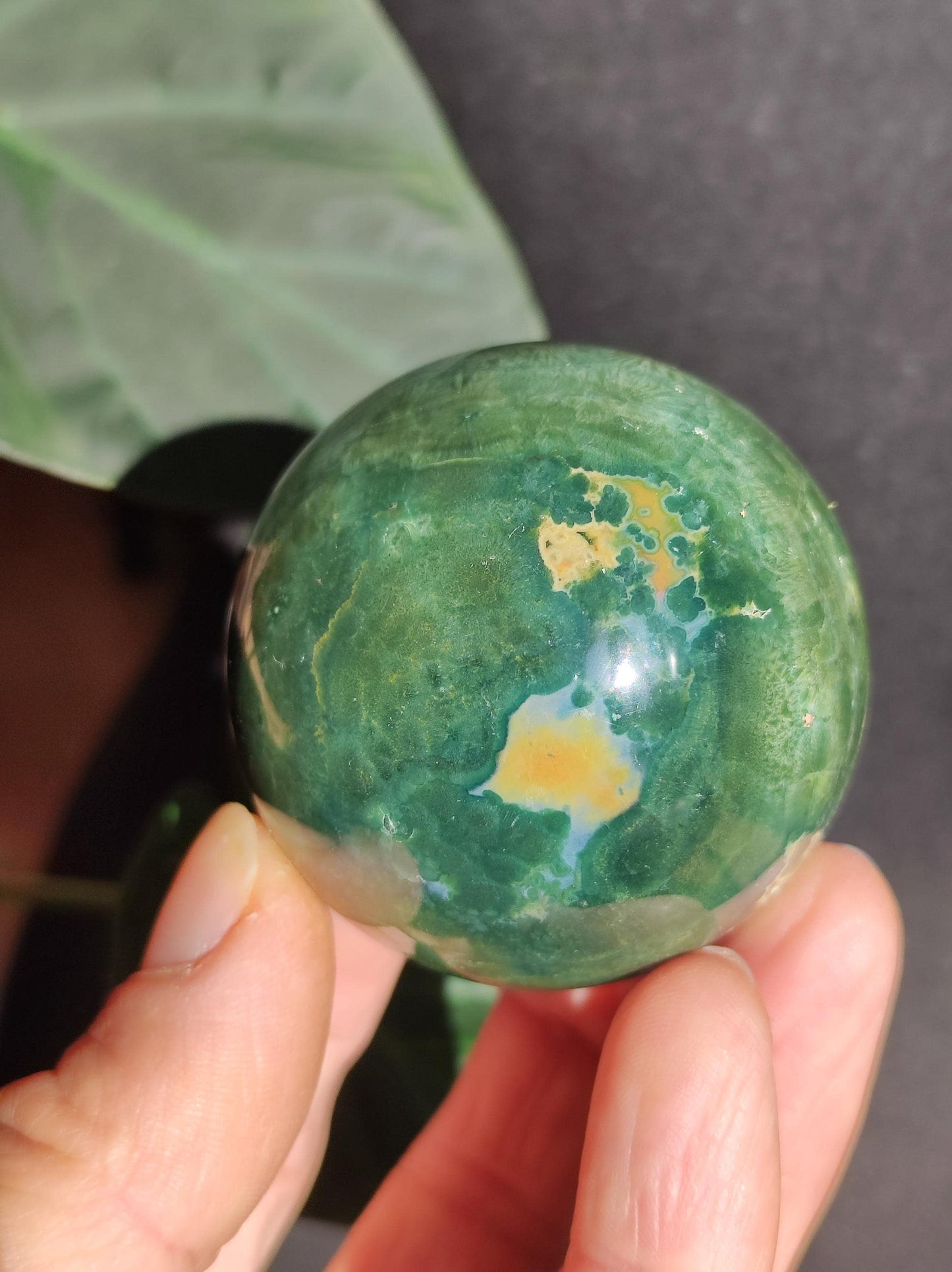8 veines Ocean Jasper Orbiculaire vert - boule de pierre précieuse pierre de guérison naturelle décoration cristal cadeau lui elle homme femme maison appartement énergie rare