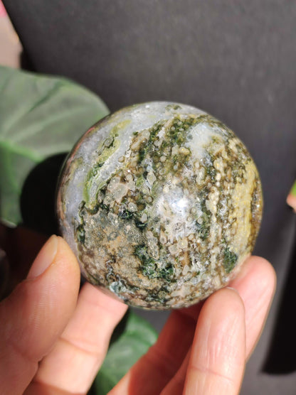 XL 8 veines Ocean Jasper Orbiculaire vert - boule de pierre précieuse pierre de guérison naturelle décoration cristal cadeau lui elle homme femme maison appartement énergie rare
