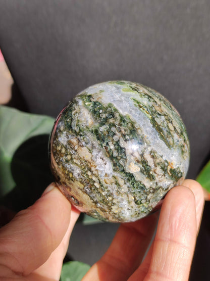 XL 8 veines Ocean Jasper Orbiculaire vert - boule de pierre précieuse pierre de guérison naturelle décoration cristal cadeau lui elle homme femme maison appartement énergie rare