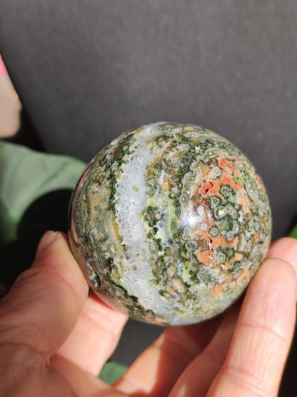 XL 8 veines Ocean Jasper Orbiculaire vert - boule de pierre précieuse pierre de guérison naturelle décoration cristal cadeau lui elle homme femme maison appartement énergie rare