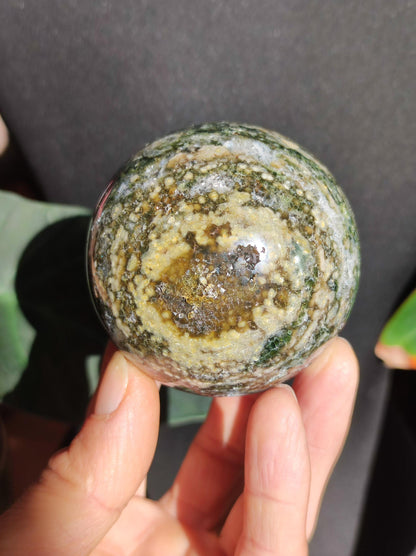 XL 8 veines Ocean Jasper Orbiculaire vert - boule de pierre précieuse pierre de guérison naturelle décoration cristal cadeau lui elle homme femme maison appartement énergie rare