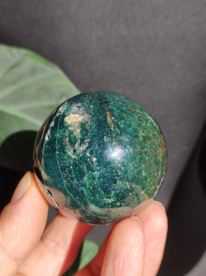 Jaspe océanique vert orbiculaire à 8 veines - Sphère de pierre précieuse rare, pierre de guérison naturelle, cristal décoratif, cadeau pour lui, elle, homme, femme, maison, énergie, rare