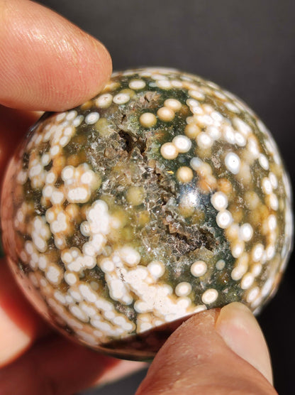 8 veines Ocean Jasper Orbiculaire vert - boule de pierre précieuse pierre de guérison naturelle décoration cristal cadeau lui elle homme femme maison appartement énergie rare