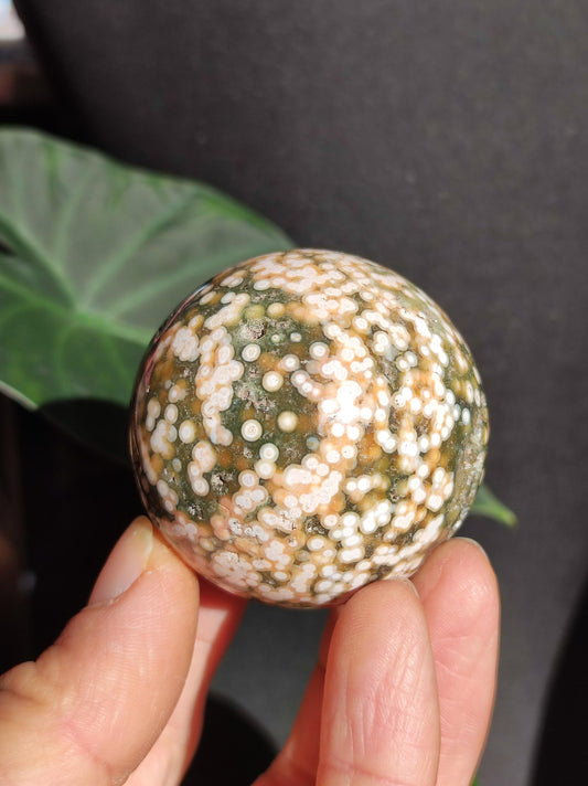 8 veins Ocean Jasper Orbicular green - gemstone ball natural healing stone decoration crystal gift him she man woman house apartment energy rare