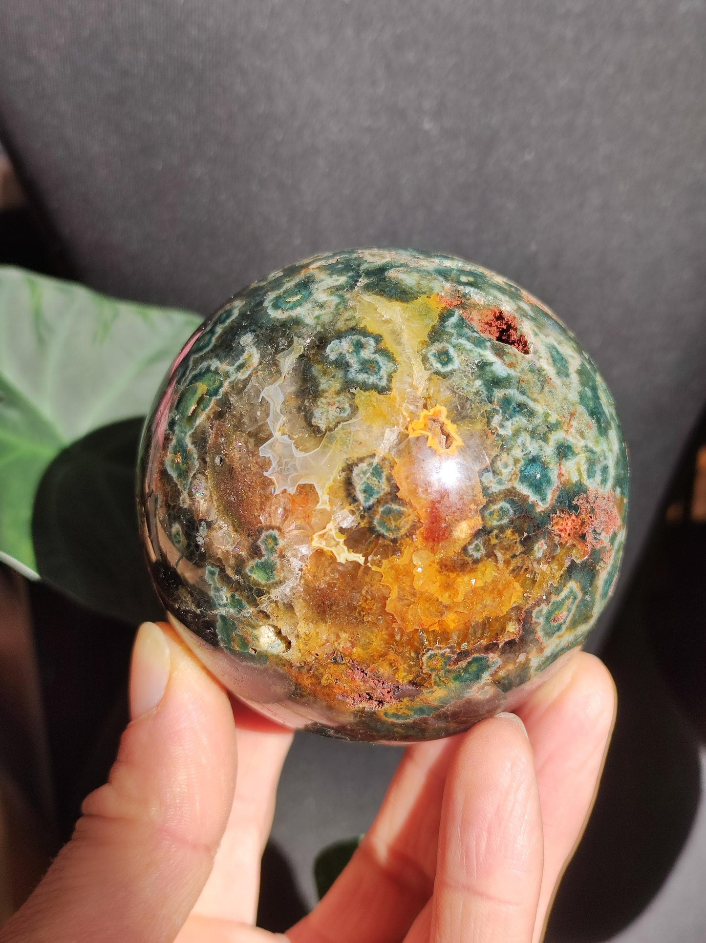 XXL 8 brins de jaspe océanique orbiculaire vert - Sphère de pierre précieuse naturelle Pierre de guérison Déco Cristal Cadeau Pour Lui Elle Homme Femme Maison Habitat Énergie Rare