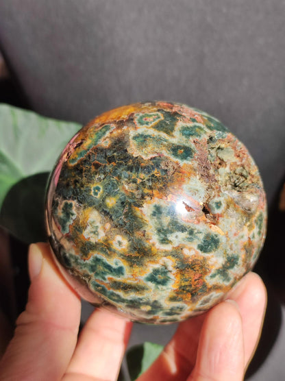 XXL 8 brins de jaspe océanique orbiculaire vert - Sphère de pierre précieuse naturelle Pierre de guérison Déco Cristal Cadeau Pour Lui Elle Homme Femme Maison Habitat Énergie Rare