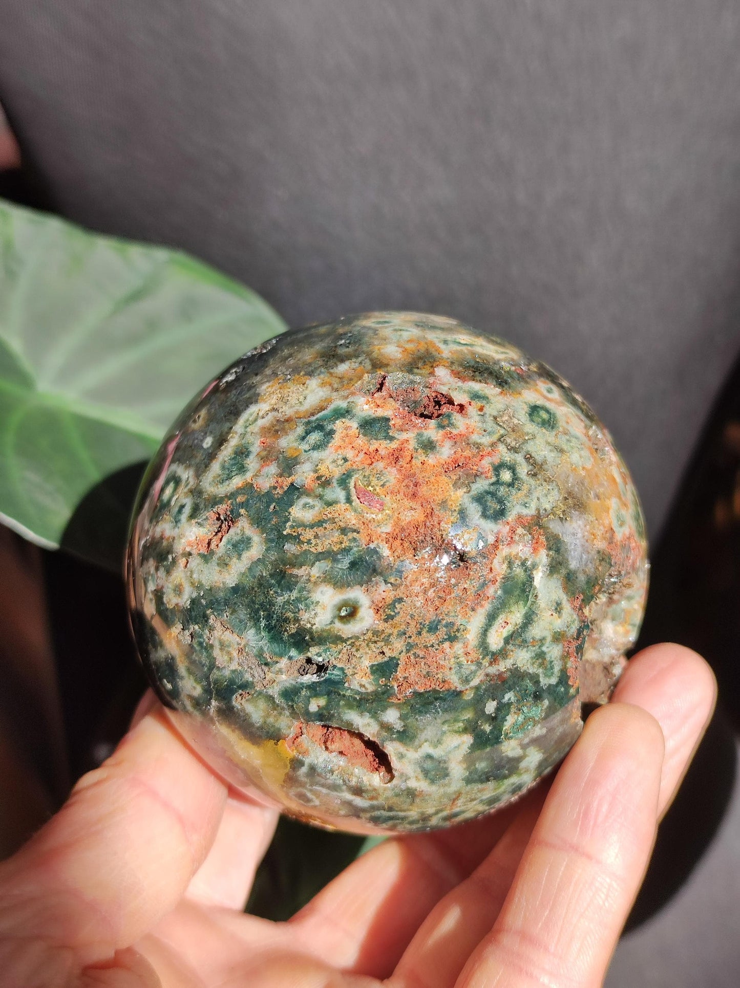 XXL 8 brins de jaspe océanique orbiculaire vert - Sphère de pierre précieuse naturelle Pierre de guérison Déco Cristal Cadeau Pour Lui Elle Homme Femme Maison Habitat Énergie Rare