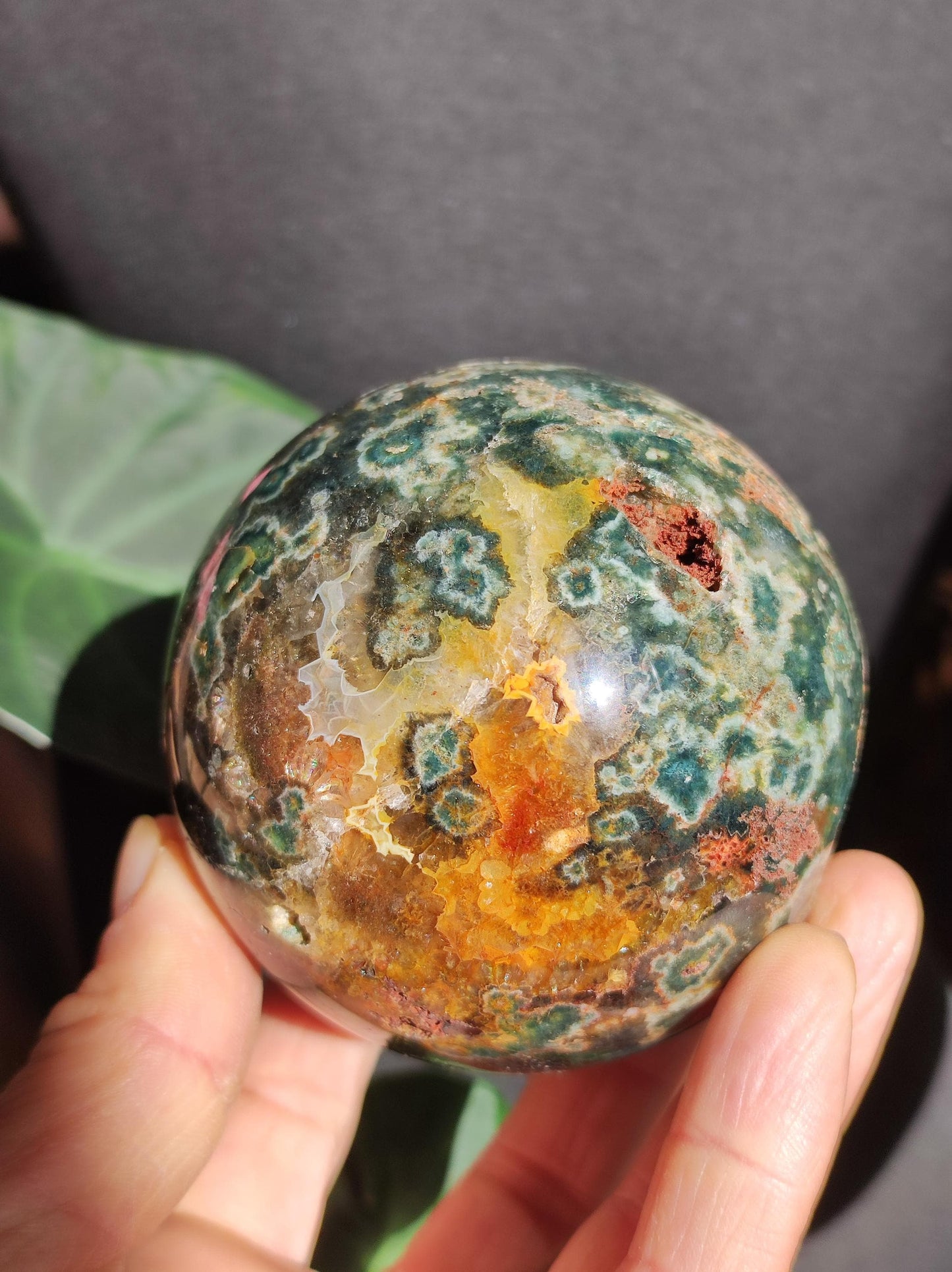 XXL 8 brins de jaspe océanique orbiculaire vert - Sphère de pierre précieuse naturelle Pierre de guérison Déco Cristal Cadeau Pour Lui Elle Homme Femme Maison Habitat Énergie Rare
