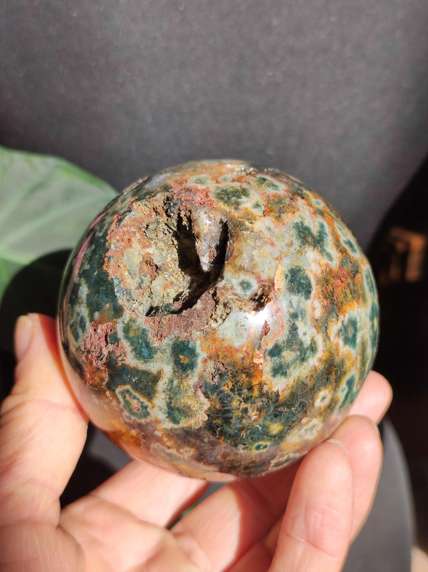 XXL 8 brins de jaspe océanique orbiculaire vert - Sphère de pierre précieuse naturelle Pierre de guérison Déco Cristal Cadeau Pour Lui Elle Homme Femme Maison Habitat Énergie Rare