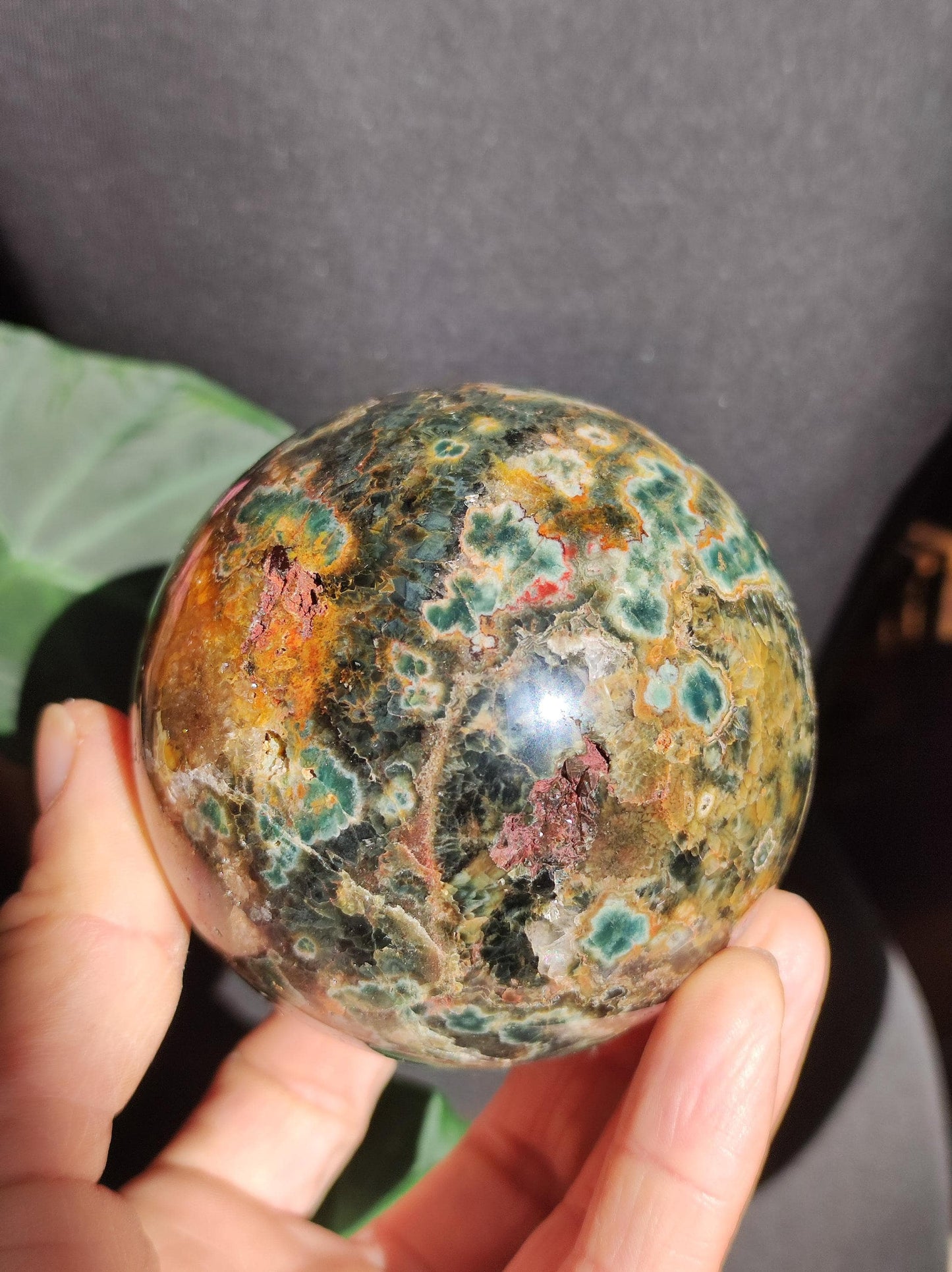 XXL 8 brins de jaspe océanique orbiculaire vert - Sphère de pierre précieuse naturelle Pierre de guérison Déco Cristal Cadeau Pour Lui Elle Homme Femme Maison Habitat Énergie Rare